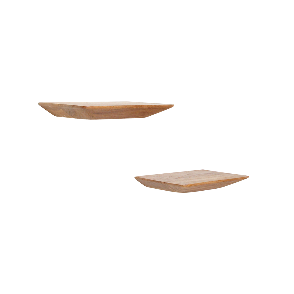 Craftsman Teakhouten Wandplank Set van 2 (25 cm)