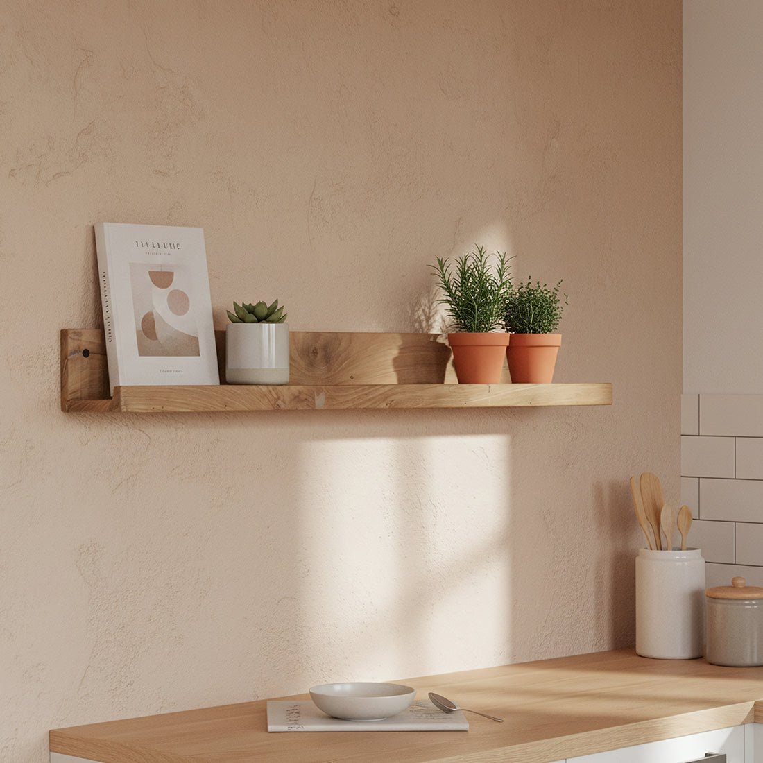 Elements Teakhouten Wandplank 75x8x8 cm
