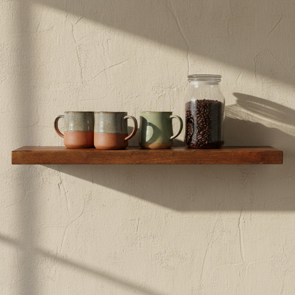 WarmWood zwevende wandplank - FSC-gerecycled hout - 80x18x3,8 cm