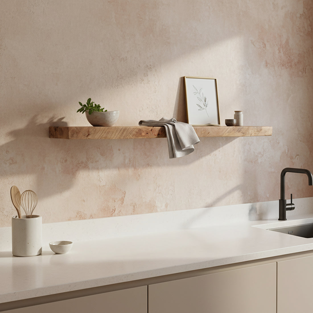 Mangohouten Zwevende Wandplank 80×18×3,8 cm