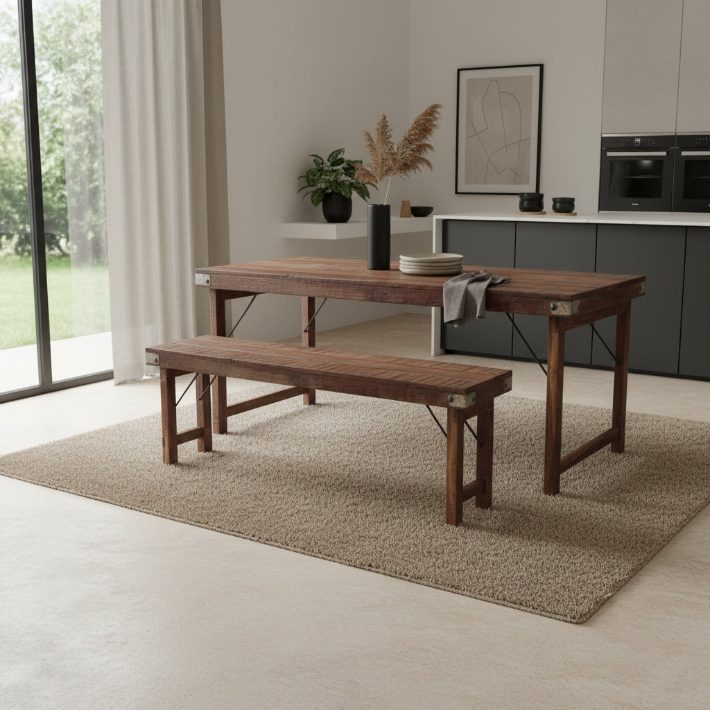 Inklapbare eetkamerbank - FSC-gerecycled hout - 120 cm