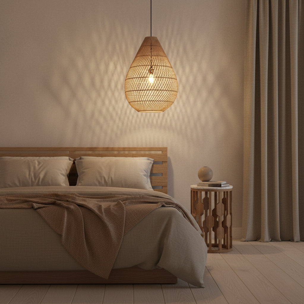 Maze druppel rotan hanglamp naturel -Ø 45x65 cm