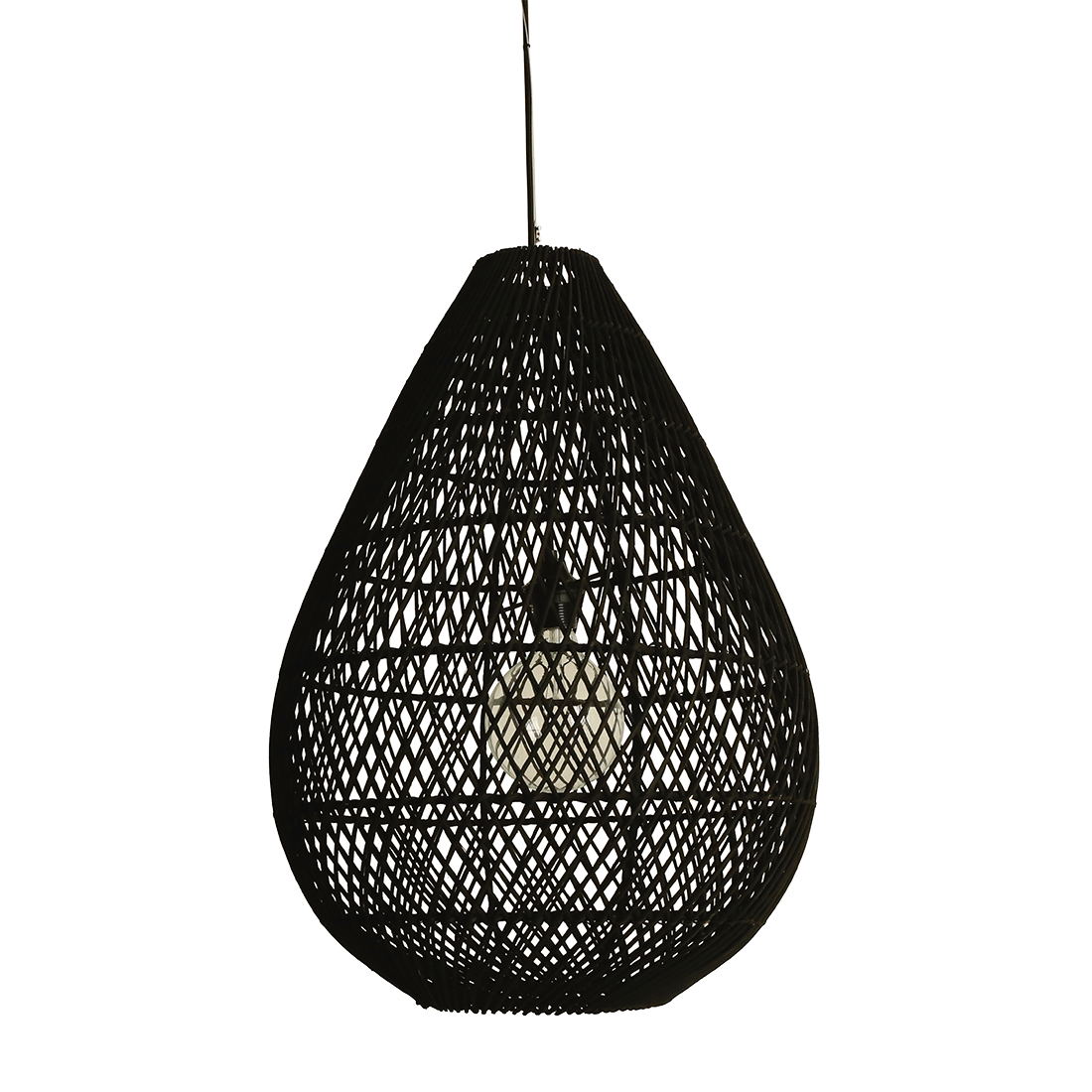 Maze druppel rotan hanglamp zwart - Ø 45x65 cm