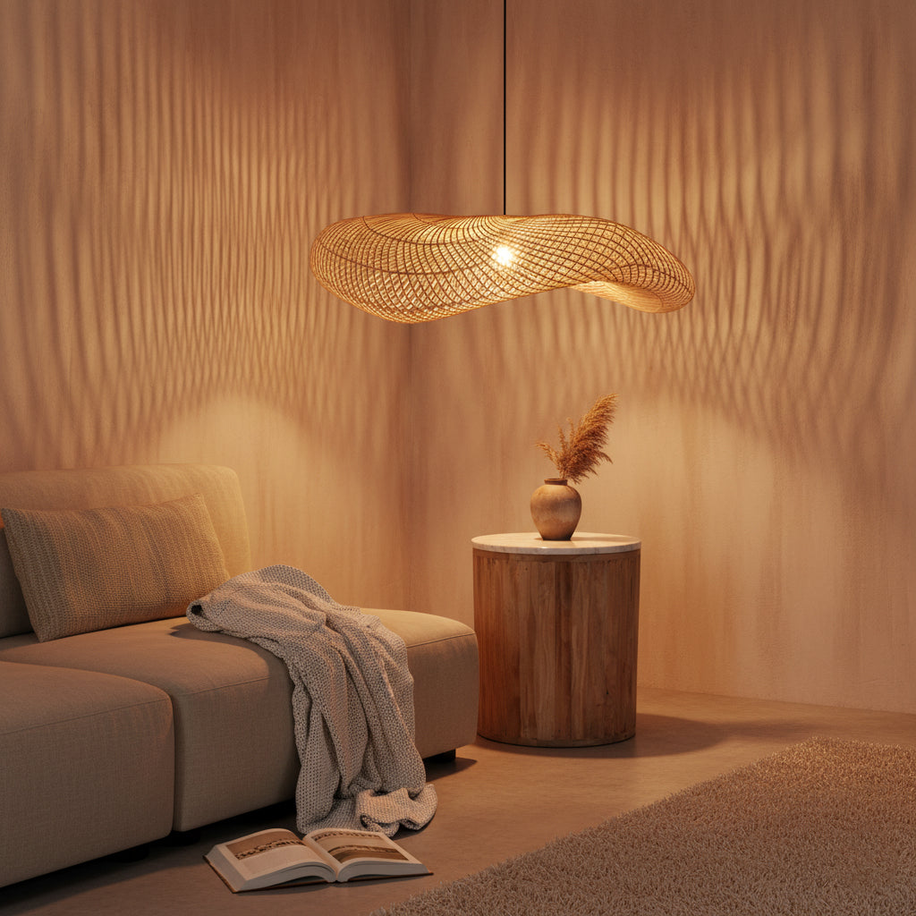 Wave rotan hanglamp XL - Ø90x22 cm