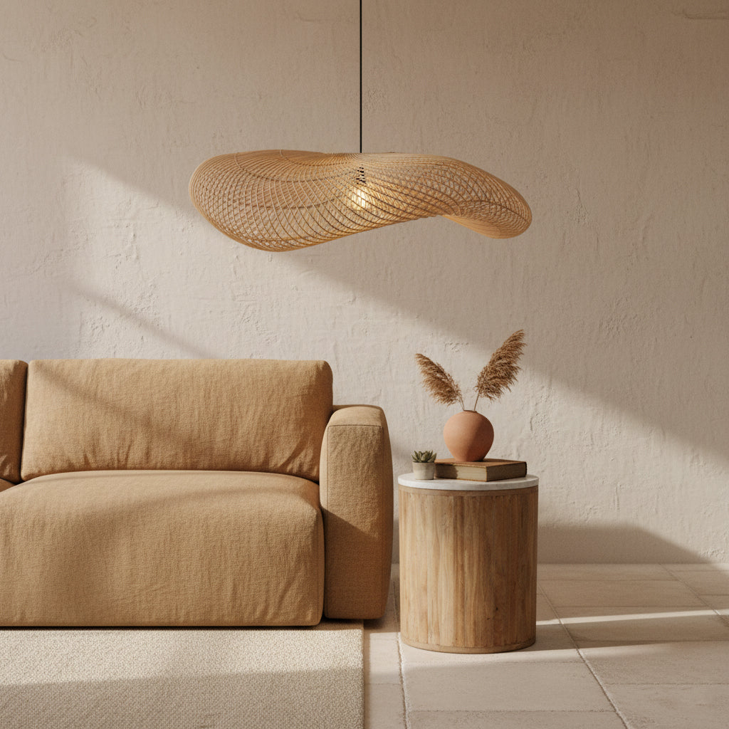 Wave rotan hanglamp XL - Ø90x22 cm