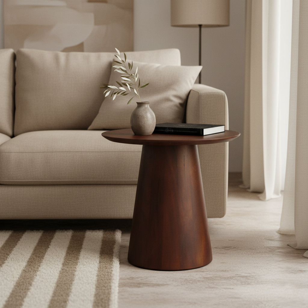 Bullnose Mangohouten Bijzettafel Cone Ø50 cm