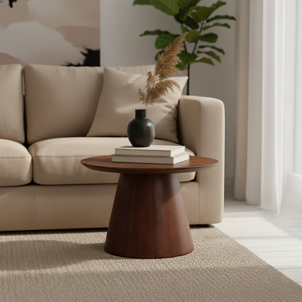 Bullnose Mangohouten Bijzettafel Cone Ø55