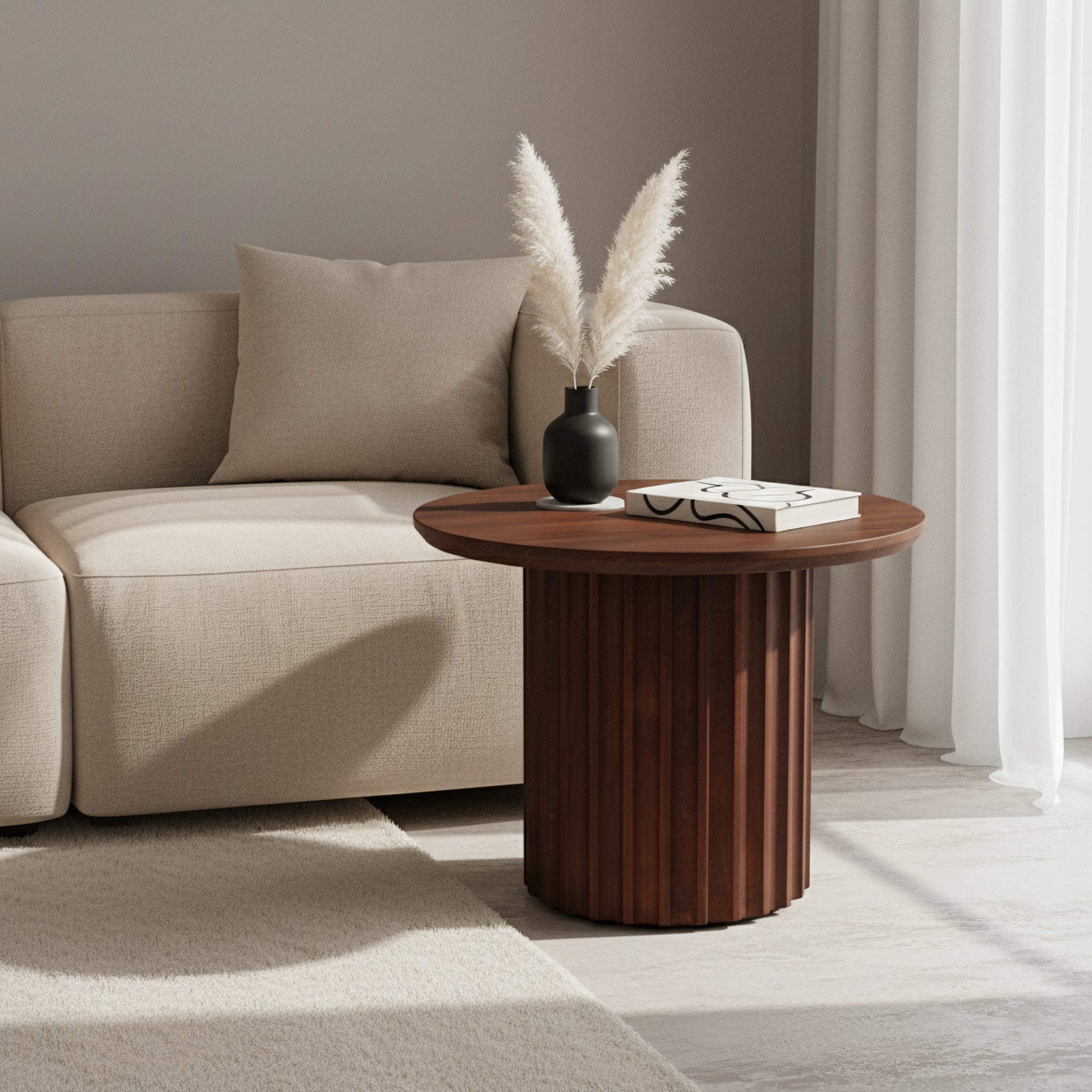 Bullnose bijzettafel reversed bruin Ø 55 cm