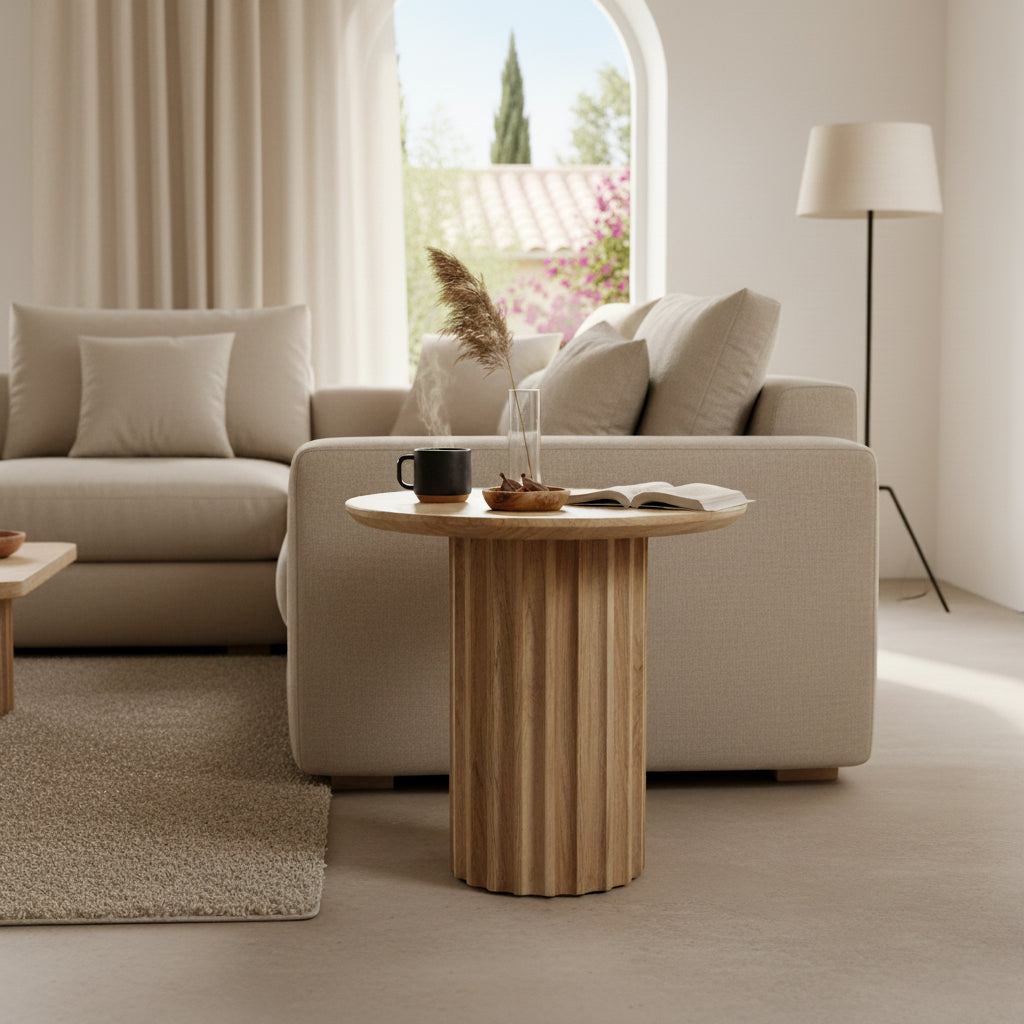 Bullnose Bijzettafel Reversed Naturel Ø50 cm