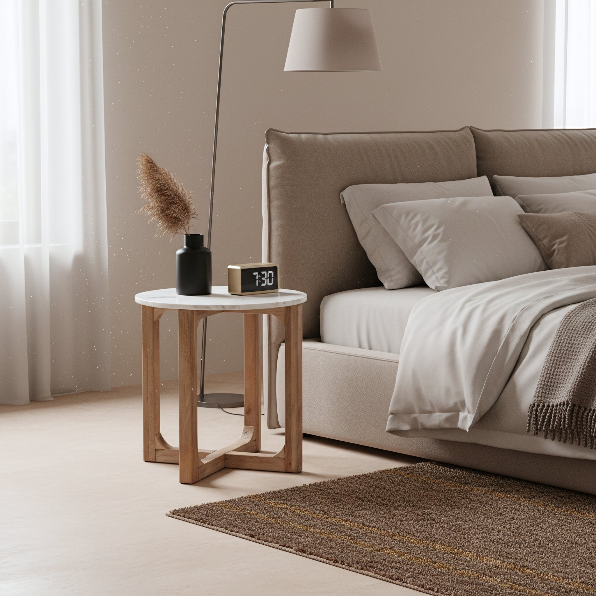 Crema Ronde Marmeren Bijzettafel Wit