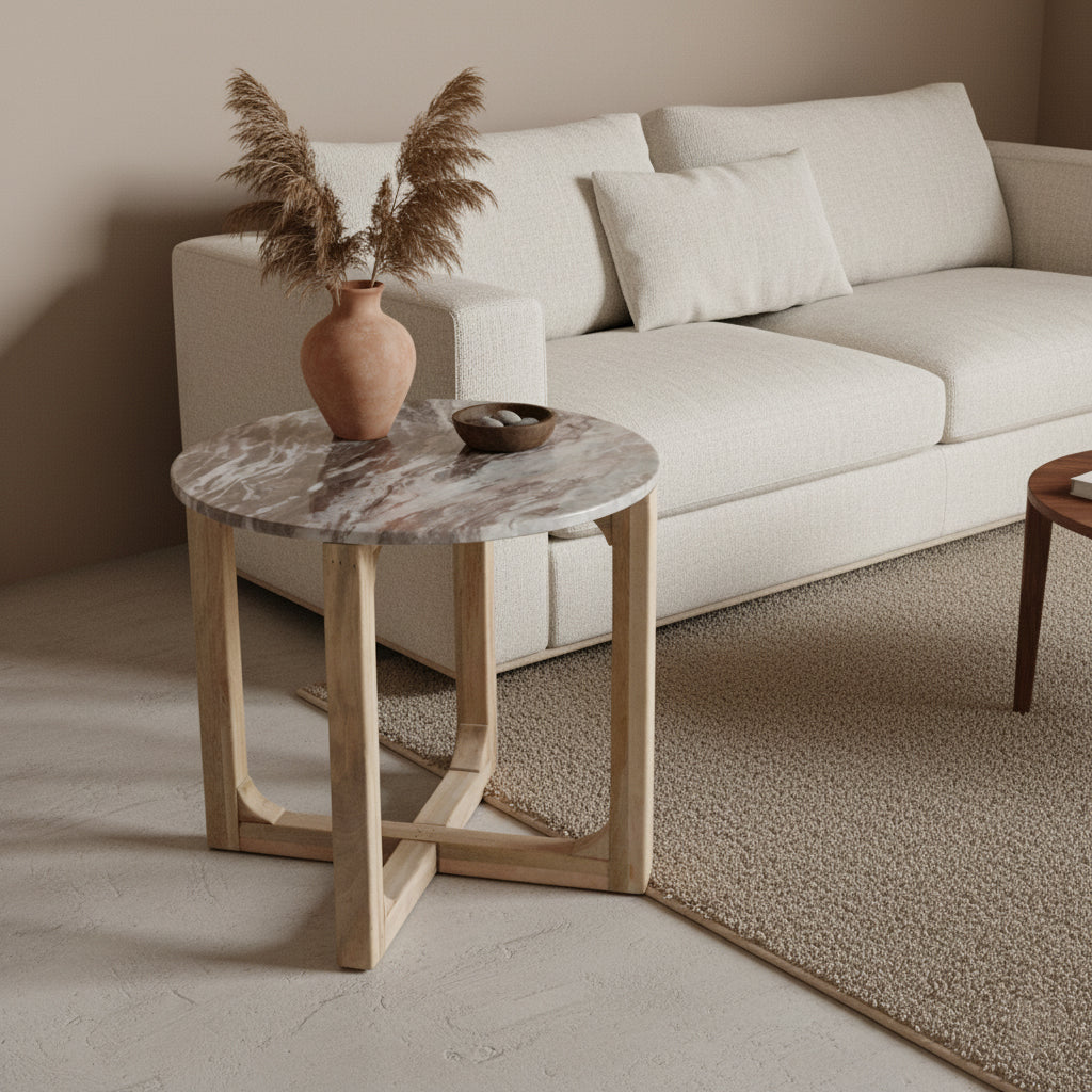 Crema Fantasy Bruin Marmeren Bijzettafel