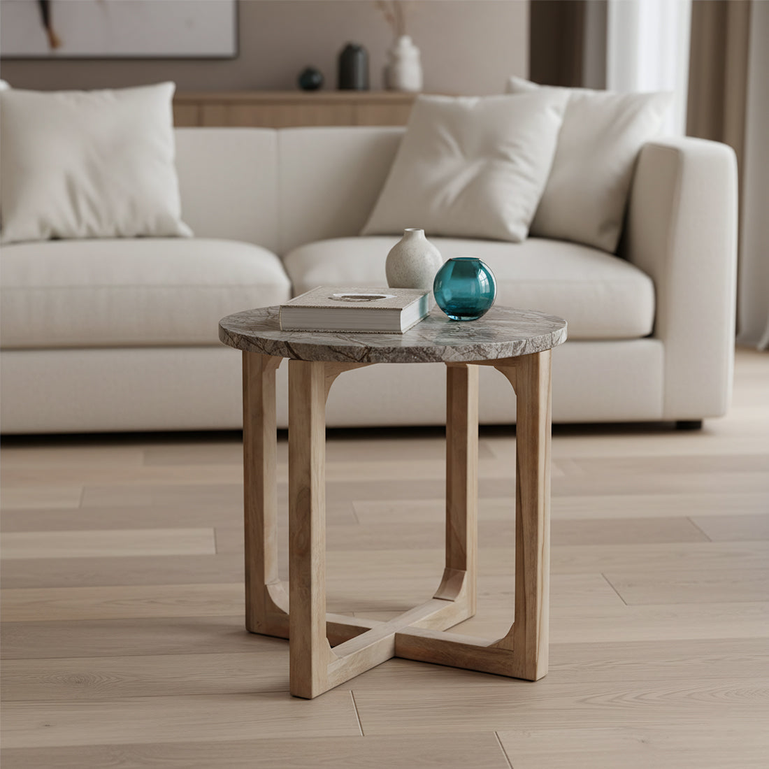 Crema Marmeren Bijzettafel Bizar
