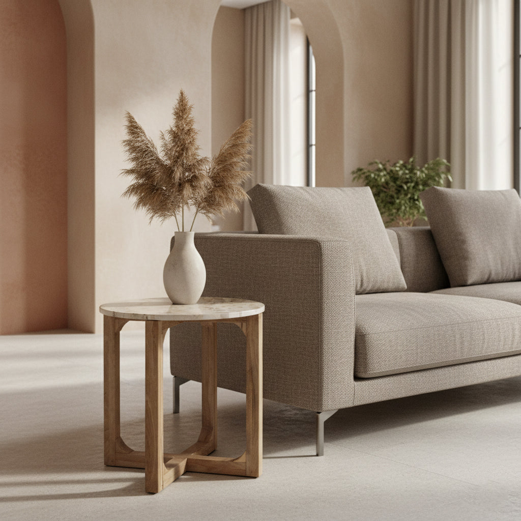 Crema Marmeren Bijzettafel Crème