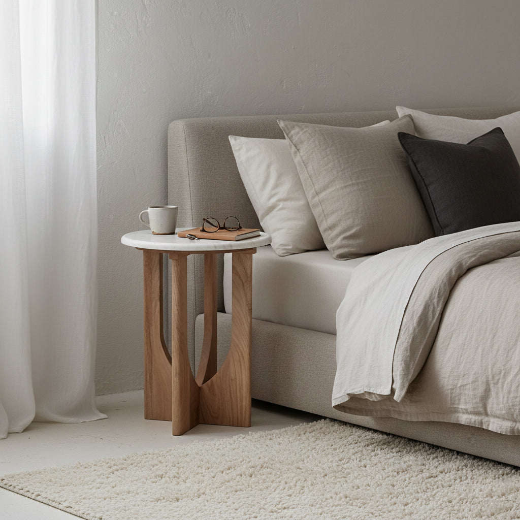 Kuching Marmeren Bijzettafel Wit