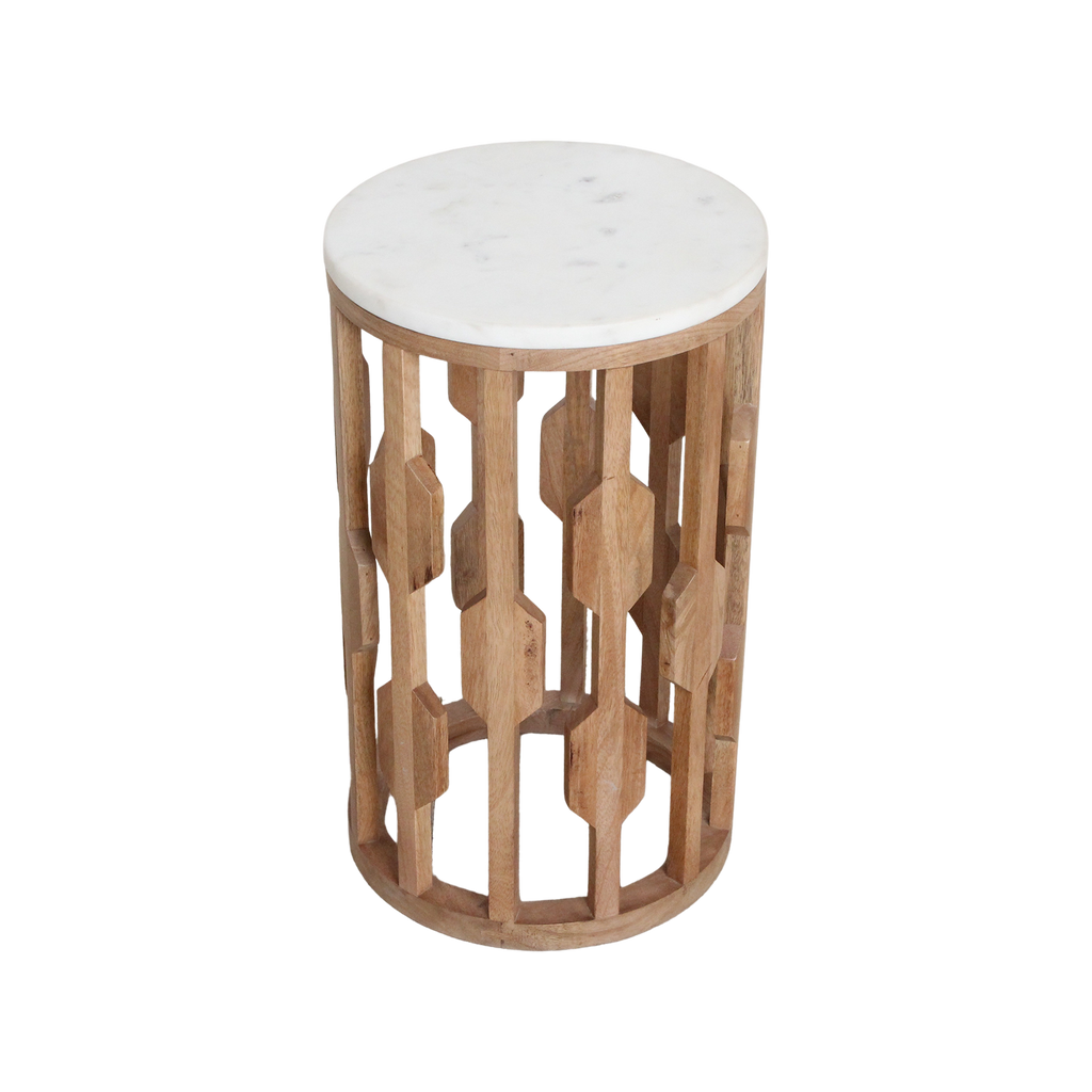 Atjeh Marmeren Bijzettafel Wit