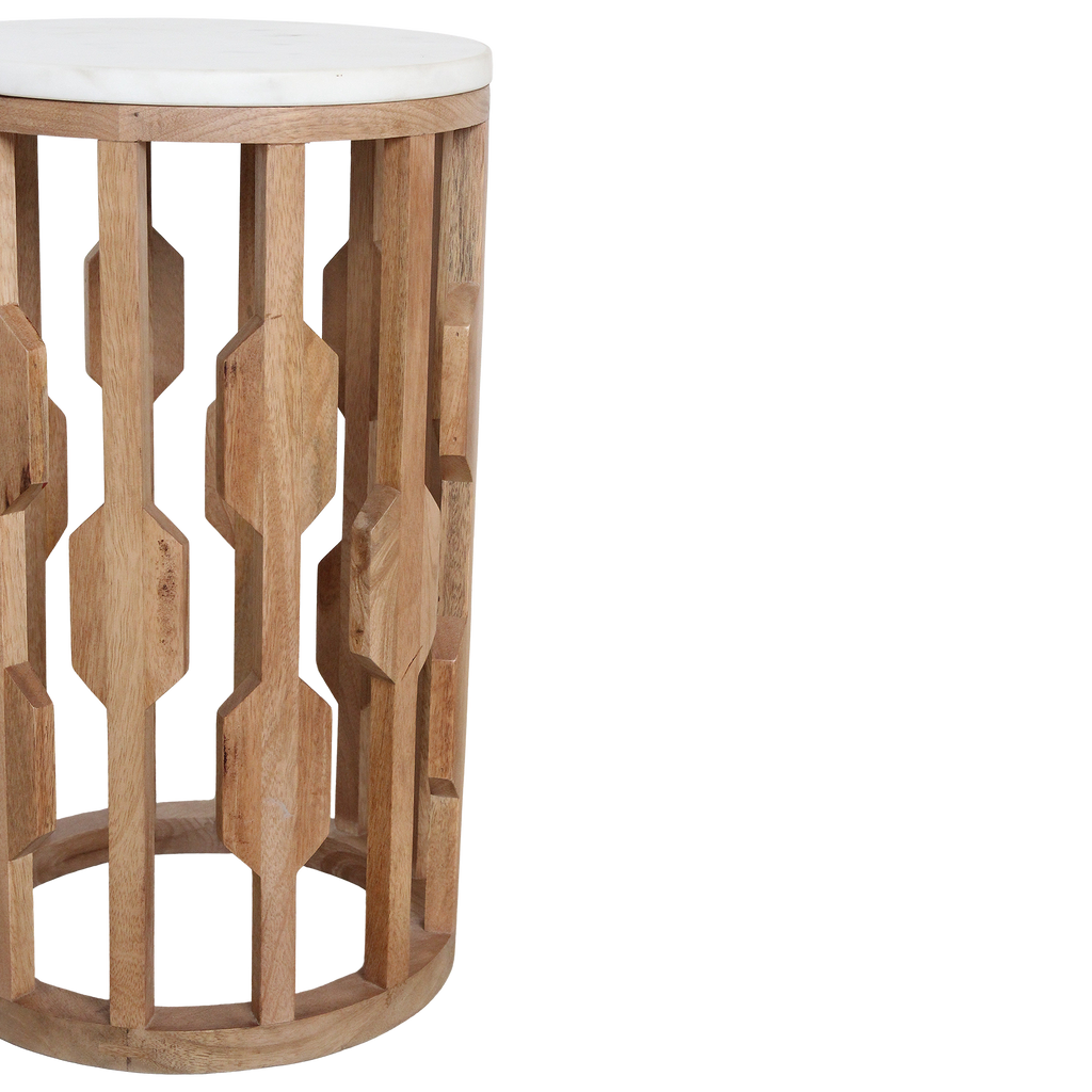 Atjeh Marmeren Bijzettafel Wit