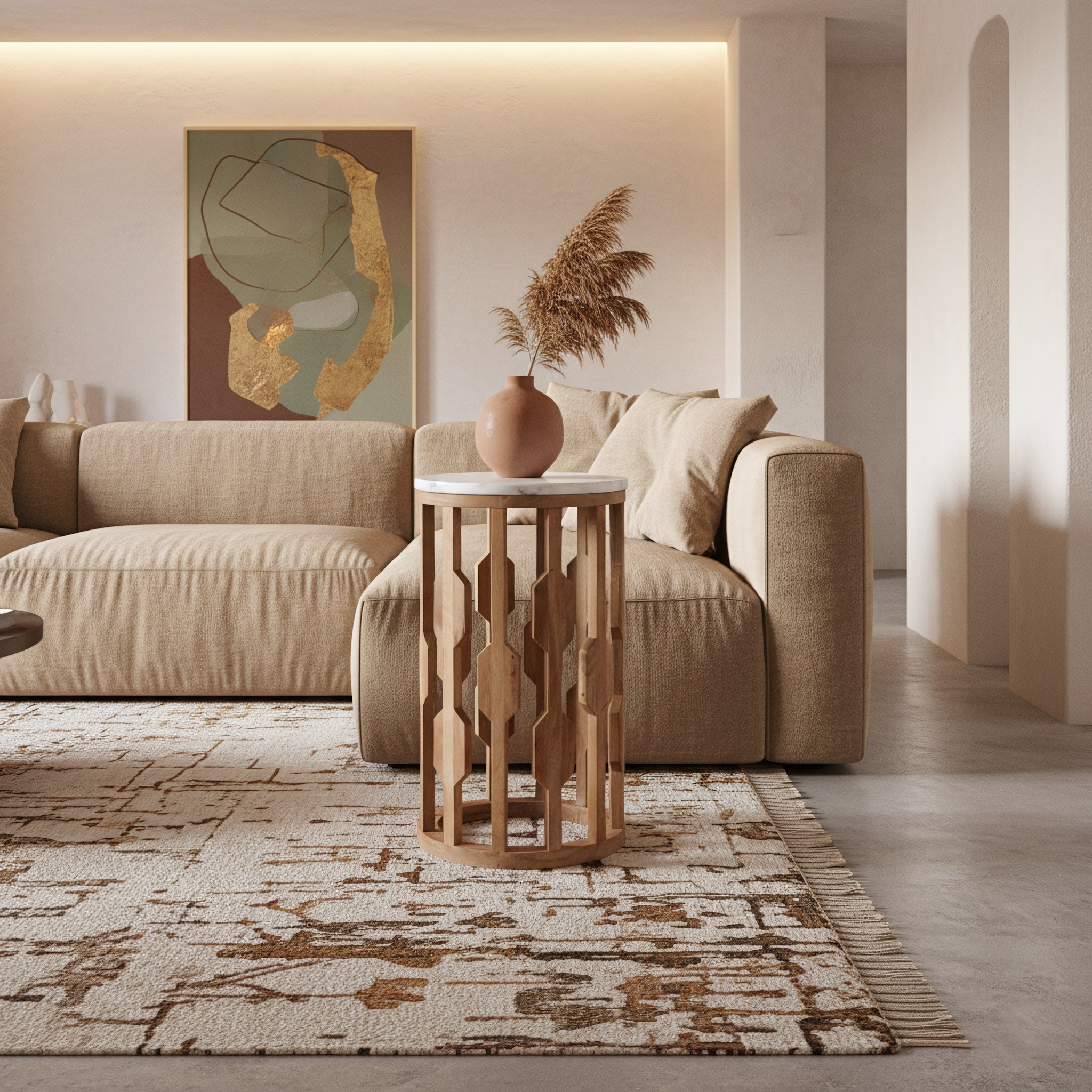 Atjeh Marmeren Bijzettafel Wit