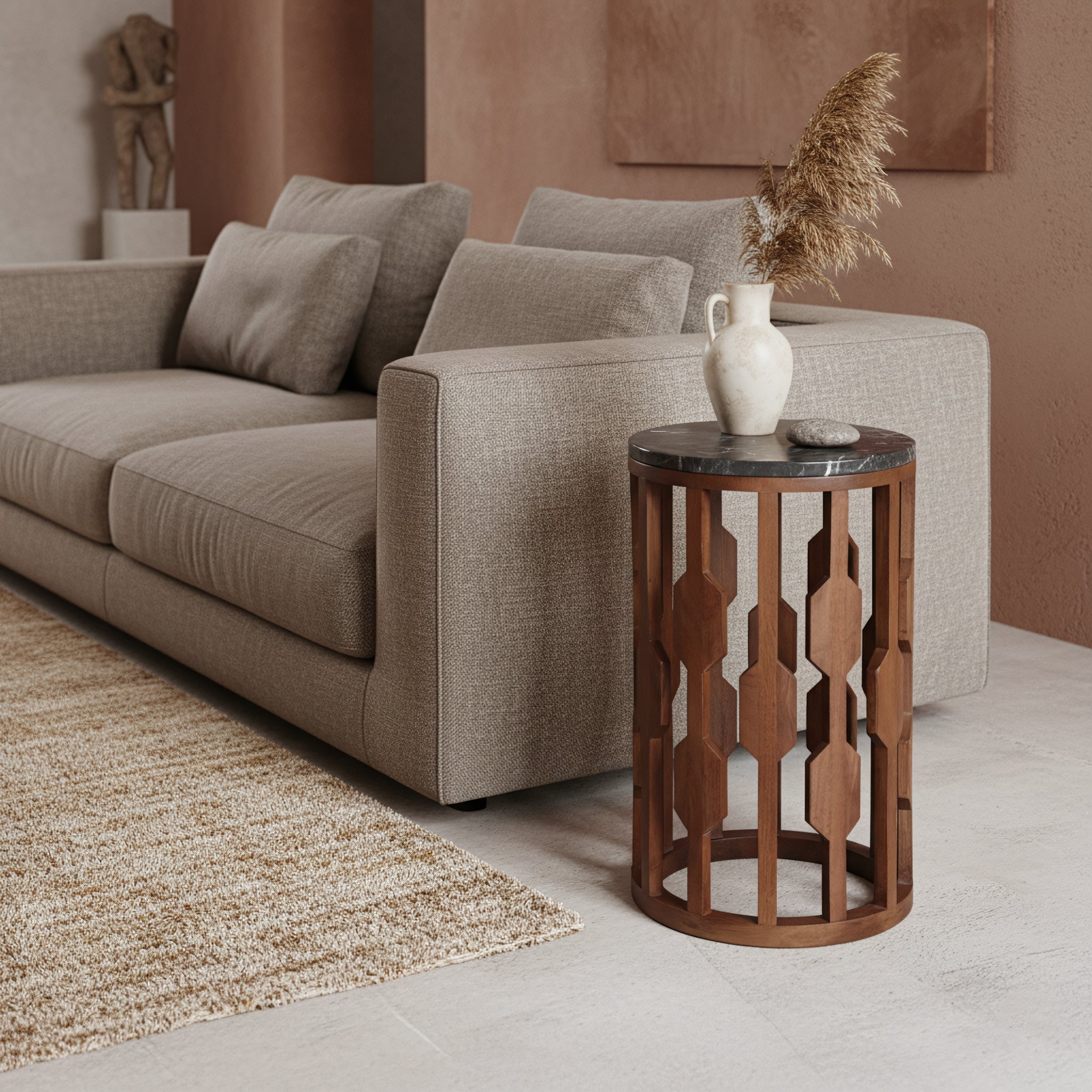 Brunei Marmeren Bijzettafel Zwart