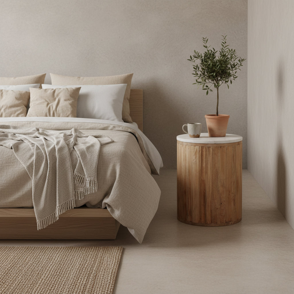 Malakka Marmeren Bijzettafel Wit