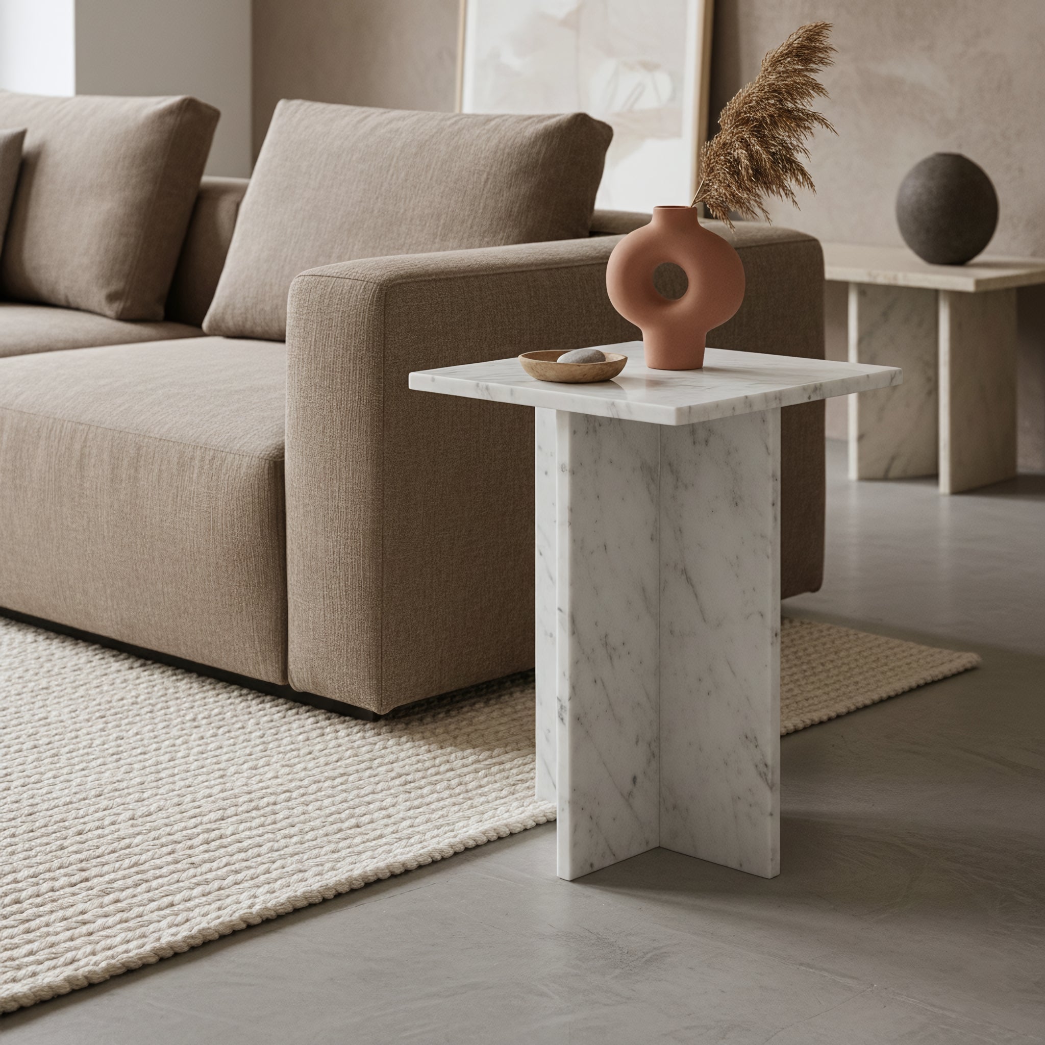 Beijing Marmeren Bijzettafel Wit